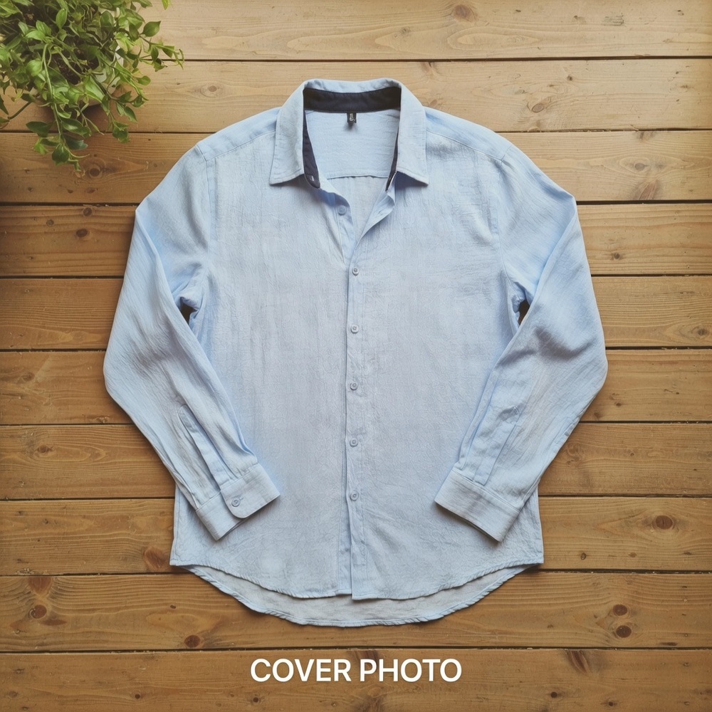 Source Unknown Light Blue Men's Long-Sleeve Button Down Shirt